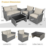  - 4 Pieces Patio Rattan Furniture Set Sofa Table with Storage Shelf Cushion - Outdoor Style Company