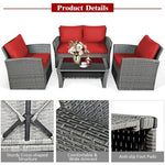  - 4 Pieces Patio Rattan Furniture Set Sofa Table with Storage Shelf Cushion - Outdoor Style Company