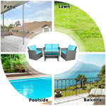  - 4 Pieces Patio Rattan Furniture Set Sofa Table with Storage Shelf Cushion - Outdoor Style Company