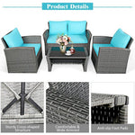  - 4 Pieces Patio Rattan Furniture Set Sofa Table with Storage Shelf Cushion - Outdoor Style Company