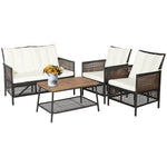  - 4 Pieces Patio Rattan Furniture Set with 2 - Tier Coffee Table - Outdoor Style Company