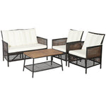  - 4 Pieces Patio Rattan Furniture Set with 2 - Tier Coffee Table - Outdoor Style Company