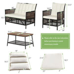  - 4 Pieces Patio Rattan Furniture Set with 2 - Tier Coffee Table - Outdoor Style Company