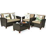  - 4 Pieces Patio Rattan Furniture Set with Cushions - Outdoor Style Company