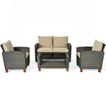  - 4 Pieces Patio Rattan Furniture Set with Cushions - Outdoor Style Company