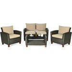  - 4 Pieces Patio Rattan Furniture Set with Cushions - Outdoor Style Company