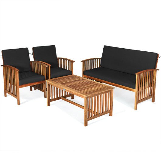  - 4 Pieces Patio Solid Wood Furniture Set - Outdoor Style Company