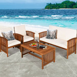  - 4 Pieces Patio Solid Wood Furniture Set - Outdoor Style Company