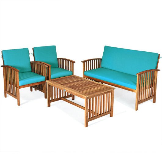  - 4 Pieces Patio Solid Wood Furniture Set - Outdoor Style Company