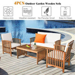  - 4 Pieces Patio Solid Wood Furniture Set - Outdoor Style Company