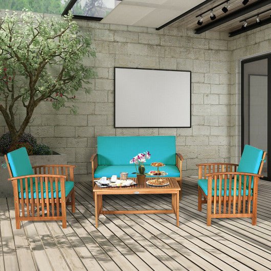  - 4 Pieces Patio Solid Wood Furniture Set - Outdoor Style Company