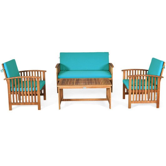  - 4 Pieces Patio Solid Wood Furniture Set - Outdoor Style Company