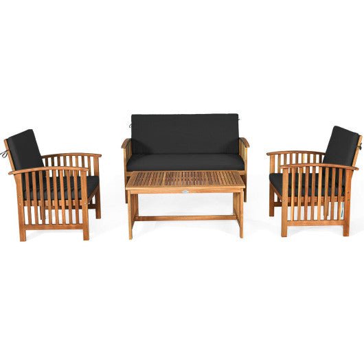  - 4 Pieces Patio Solid Wood Furniture Set - Outdoor Style Company