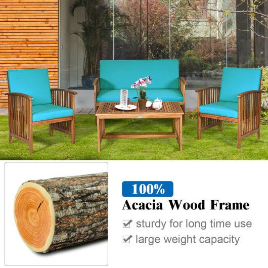  - 4 Pieces Patio Solid Wood Furniture Set - Outdoor Style Company