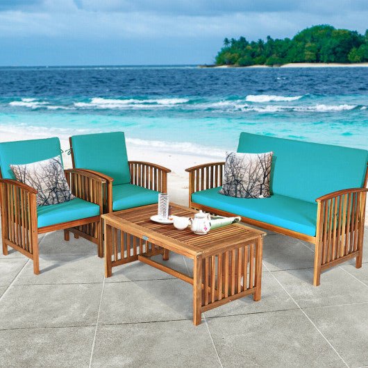  - 4 Pieces Patio Solid Wood Furniture Set - Outdoor Style Company