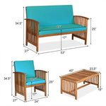  - 4 Pieces Patio Solid Wood Furniture Set - Outdoor Style Company