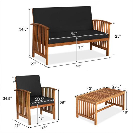  - 4 Pieces Patio Solid Wood Furniture Set - Outdoor Style Company