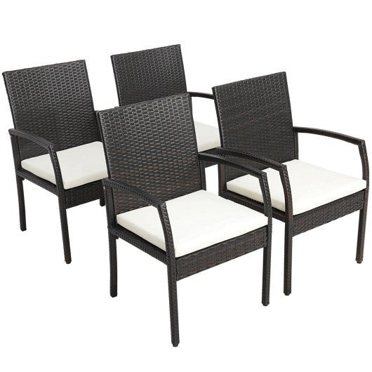  - 4 Pieces Patio Wicker Dining Armchair Set with Soft Zippered Cushion - Set of 4 - Outdoor Style Company