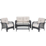  - 4 Pieces Patio Wicker Furniture Set Loveseat Sofa Coffee Table with Cushion - Outdoor Style Company