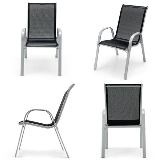  - 4 Pieces Stackable Patio Dining Chairs Set with Armrest - Outdoor Style Company