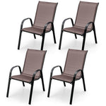  - 4 Pieces Stackable Patio Dining Chairs Set with Armrest - Outdoor Style Company