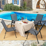  - 4 Pieces Stackable Patio Dining Chairs Set with Armrest - Outdoor Style Company