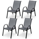  - 4 Pieces Stackable Patio Dining Chairs Set with Armrest - Outdoor Style Company