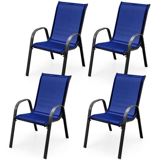  - 4 Pieces Stackable Patio Dining Chairs Set with Armrest - Outdoor Style Company