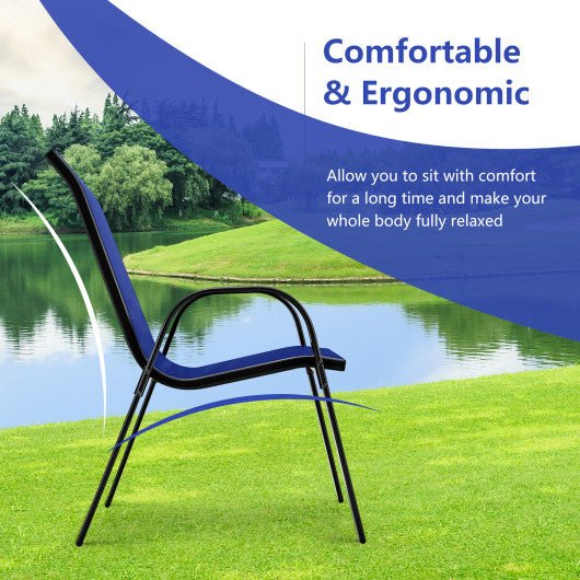  - 4 Pieces Stackable Patio Dining Chairs Set with Armrest - Outdoor Style Company