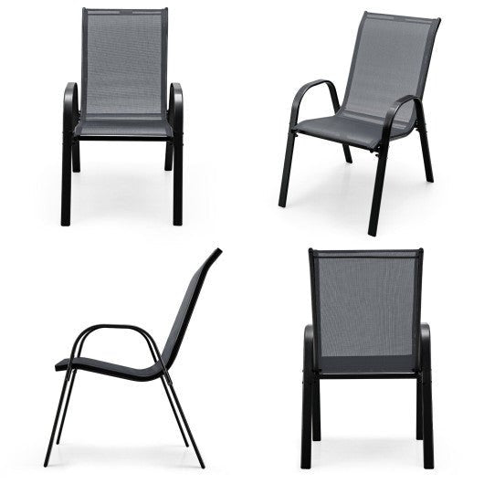  - 4 Pieces Stackable Patio Dining Chairs Set with Armrest - Outdoor Style Company