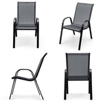  - 4 Pieces Stackable Patio Dining Chairs Set with Armrest - Outdoor Style Company