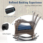 - 4 Pieces Wicker Rocking Set with Bungee Rope Seat for Porch Yard - Outdoor Style Company