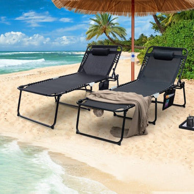  - 4 Position Folding Lounge Chaise with Adjustable Backrest and Footrest - Outdoor Style Company
