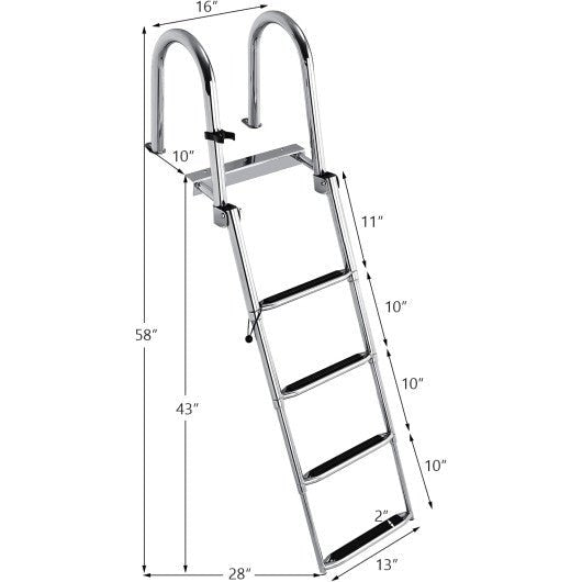  - 4 Step Boat Ladder with Pedal Handrail for Boat Yacht Dock - Outdoor Style Company