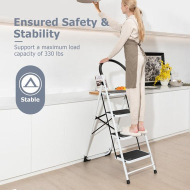  - 4 - Step Folding Ladder with Anti - Slip Pedal Platform 330Lbs Capacity - Outdoor Style Company