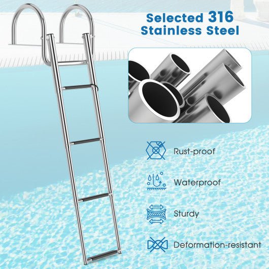  - 4 - Step Pontoon Boat Ladder Folding Swimming Ladder with Curved Handrails - Outdoor Style Company