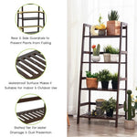  - 4 - Tier Bamboo Plant Rack with Guardrails Stable and Space - Outdoor Style Company