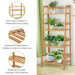  - 4 - Tier Bamboo Plant Rack with Guardrails Stable and Space - Outdoor Style Company