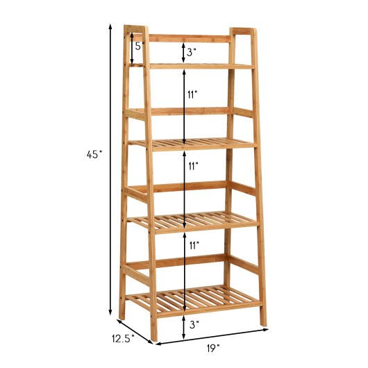  - 4 - Tier Bamboo Plant Rack with Guardrails Stable and Space - Outdoor Style Company