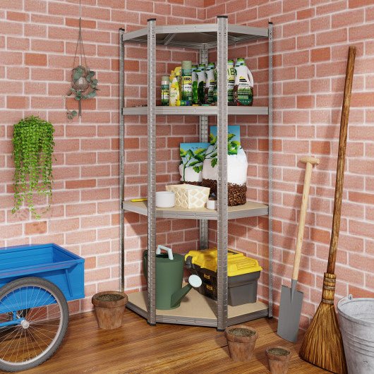  - 4 - Tier Corner Shelving Unit Adjustable Garage Storage Utility Rack for Warehouse - Outdoor Style Company