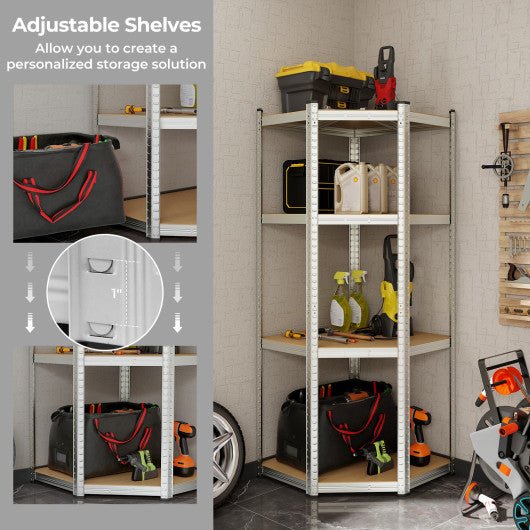  - 4 - Tier Corner Shelving Unit Adjustable Garage Storage Utility Rack for Warehouse - Outdoor Style Company