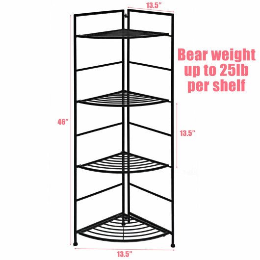  - 4 Tier Folding Metal Shelf Plant Stand Storage Open Shelf Corner Display Rack - Outdoor Style Company