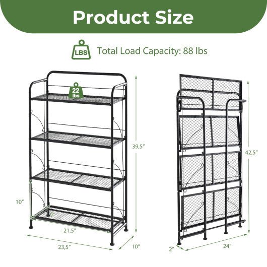  - 4 - Tier Folding Plant Stand with Adjustable Shelf and Feet - Outdoor Style Company