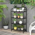  - 4 - Tier Folding Plant Stand with Adjustable Shelf and Feet - Outdoor Style Company