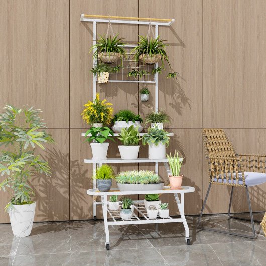  - 4 - Tier Hanging Plant Stand with Hanging Bar - Outdoor Style Company