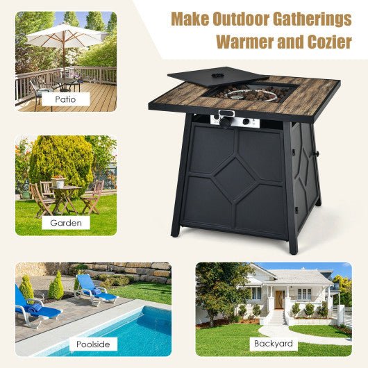  - 40 000 BTU 28 Inches Propane Gas Fire Pit Table With Cover - Outdoor Style Company