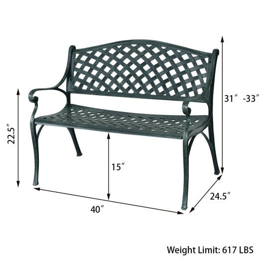  - 40 Inch Outdoor Aluminum Antique Garden Patio Bench - Outdoor Style Company