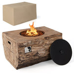  - 40 Inch Rectangle Propane Fire Pit Table Wood - Like Surface with Lava Rock PVC Cover - Outdoor Style Company