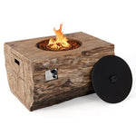  - 40 Inch Rectangle Propane Fire Pit Table Wood - Like Surface with Lava Rock PVC Cover - Outdoor Style Company