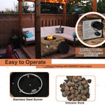  - 40 Inch Rectangle Propane Fire Pit Table Wood - Like Surface with Lava Rock PVC Cover - Outdoor Style Company